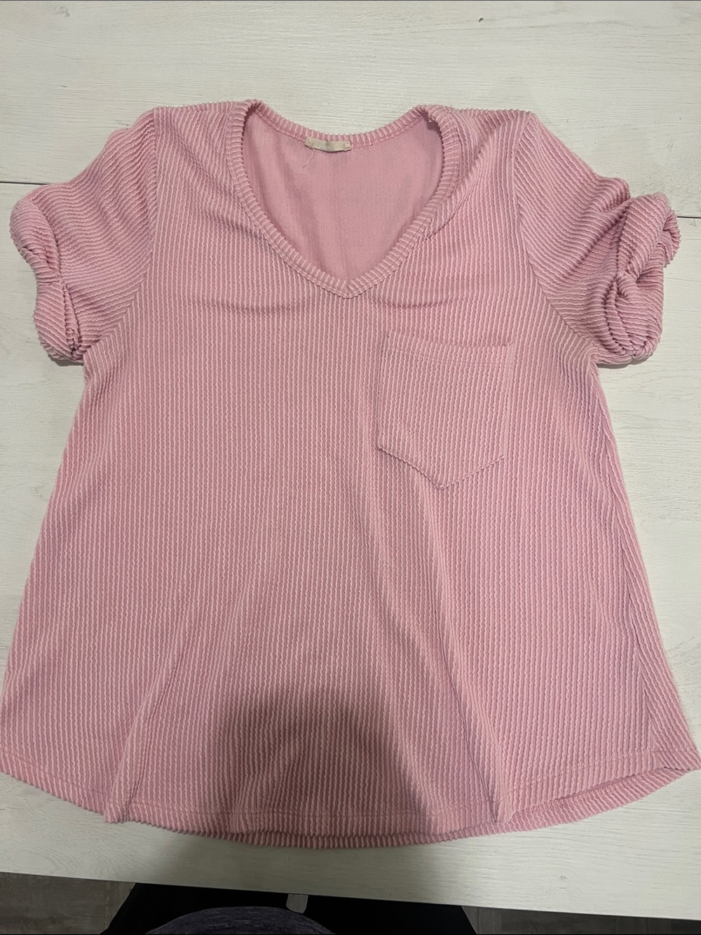 entro Dusty Pink V-Neck Short Sleeve Pocket Tee